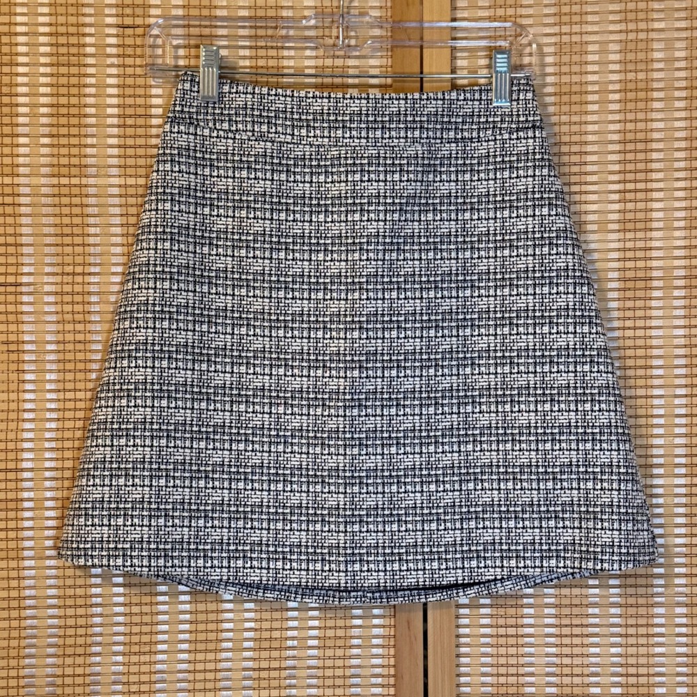 Expressโ Women Black White Tweed A-Line Mini Skirt Size 2 Office Career Preppy